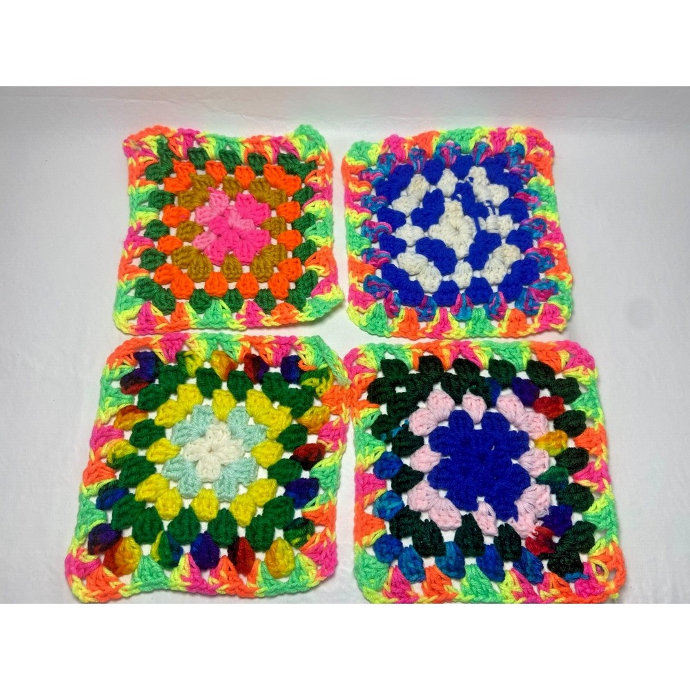 VTG Handmade Crocheted Potholders Hot Pads‎ Coaster Granny Cottage Core Lot of 4